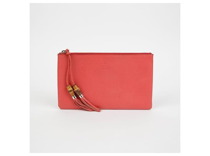 Bamboo Gucci Pochette con nappa in bambù Rosso - vista 2