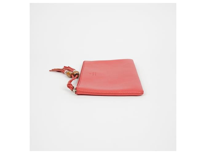 Bamboo Gucci Pochette con nappa in bambù Rosso - vista 4