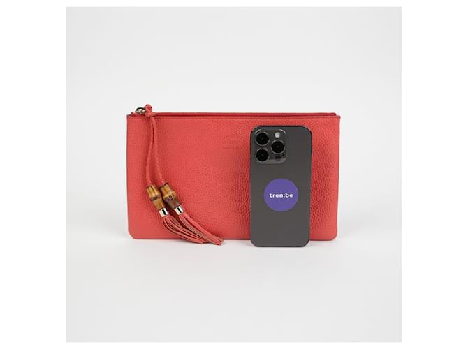 Bamboo Gucci Pochette con nappa in bambù Rosso - vista 9