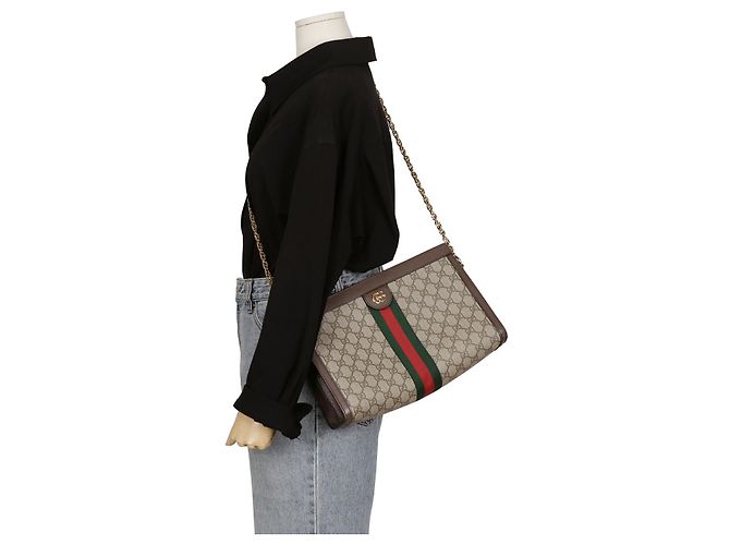 Gucci Borsa a Spalla Media Ophidia GG Marrone - vista 11