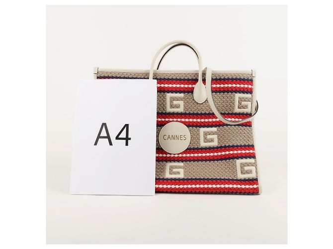 Gucci Borsa Tote Kan Stripe Bianco - vista 10