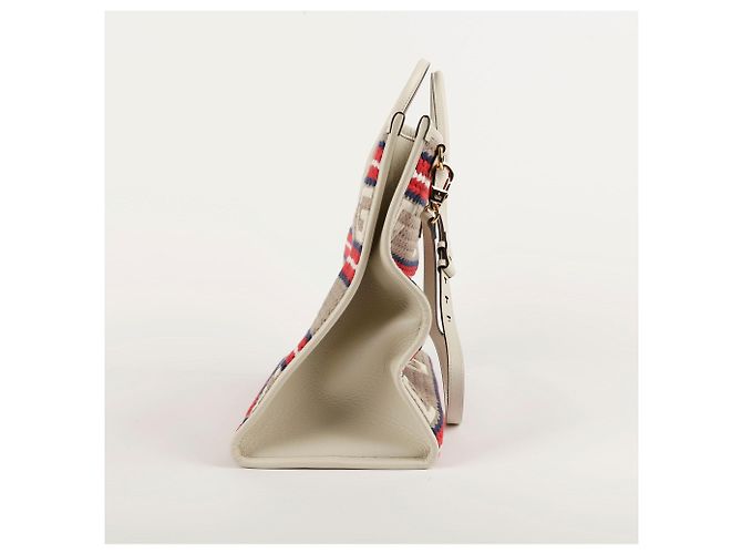 Gucci Borsa Tote Kan Stripe Bianco - vista 5