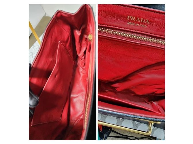Borsa a Mano Grande Sidonie in Saffiano Lux Nera di Prada Nero - vista 10