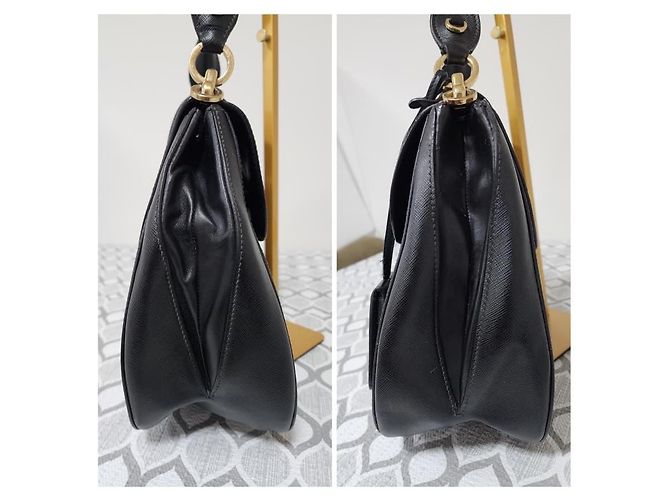 Borsa a Mano Grande Sidonie in Saffiano Lux Nera di Prada Nero - vista 5