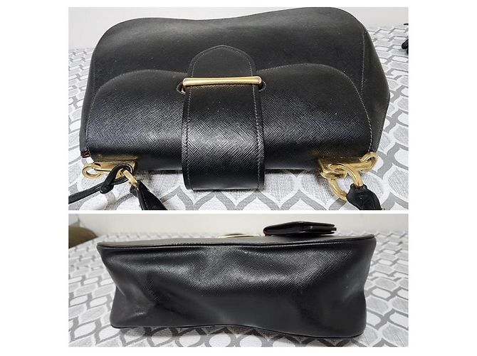 Borsa a Mano Grande Sidonie in Saffiano Lux Nera di Prada Nero - vista 6