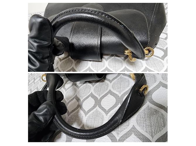 Borsa a Mano Grande Sidonie in Saffiano Lux Nera di Prada Nero - vista 7