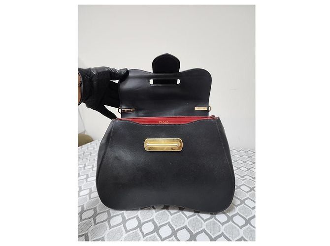 Borsa a Mano Grande Sidonie in Saffiano Lux Nera di Prada Nero - vista 8