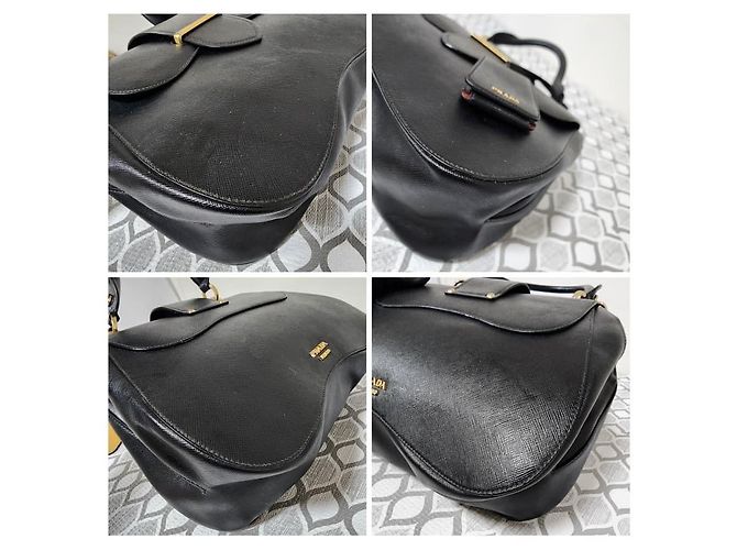 Borsa a Mano Grande Sidonie in Saffiano Lux Nera di Prada Nero - vista 9