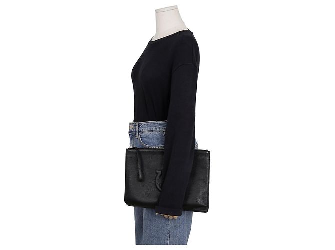 Salvatore Ferragamo Clutch con tracolla Gancini Nero - vista 10