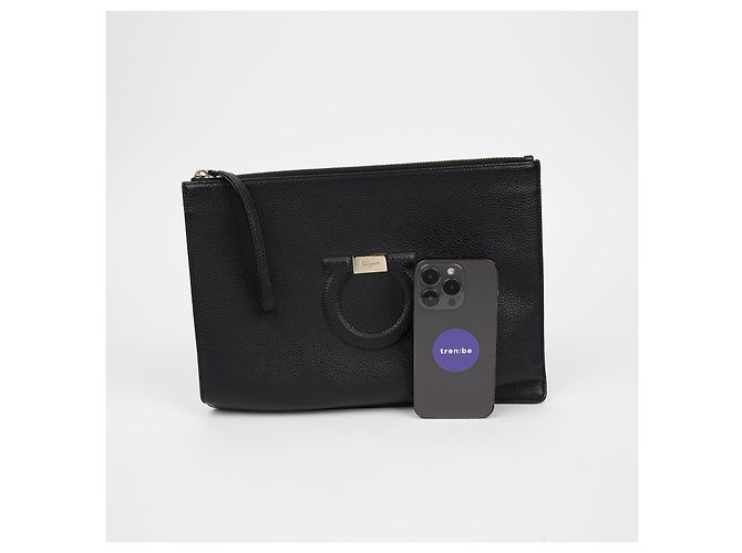 Salvatore Ferragamo Clutch con tracolla Gancini Nero - vista 7