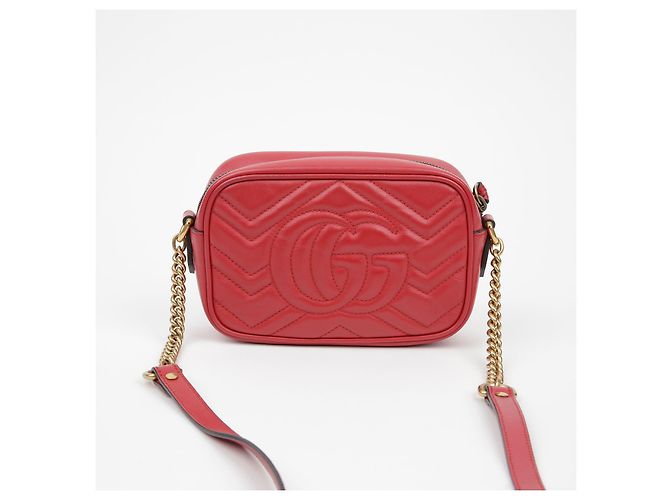 Gucci GG Marmont Mini Borsa a Spalla Crossbody Rosso - vista 3