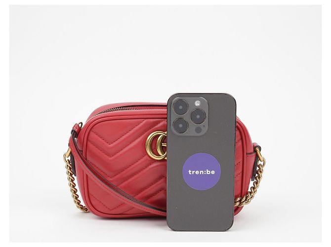 Gucci GG Marmont Mini Borsa a Spalla Crossbody Rosso - vista 6
