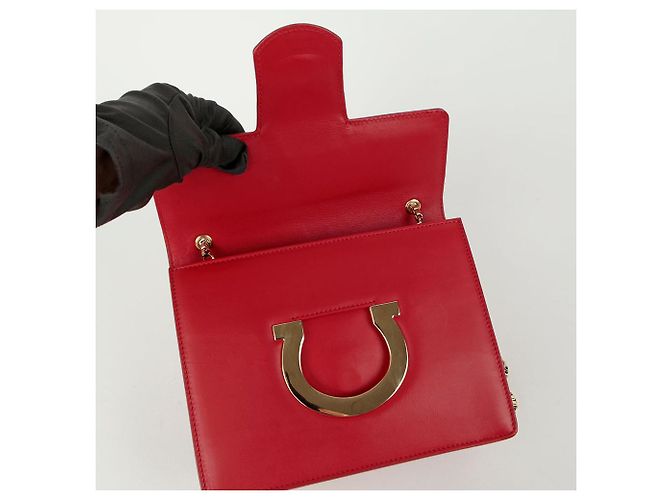 Salvatore Ferragamo Borsa a tracolla incrociata Thalia Chain Rosso - vista 11