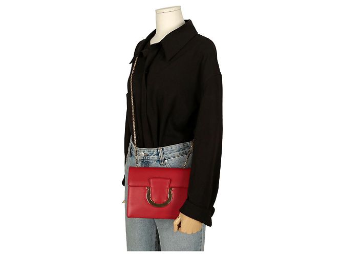 Salvatore Ferragamo Borsa a tracolla incrociata Thalia Chain Rosso - vista 13