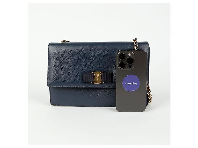 Salvatore Ferragamo Borsa a spalla incrociata Bara Genie Blu - vista 11