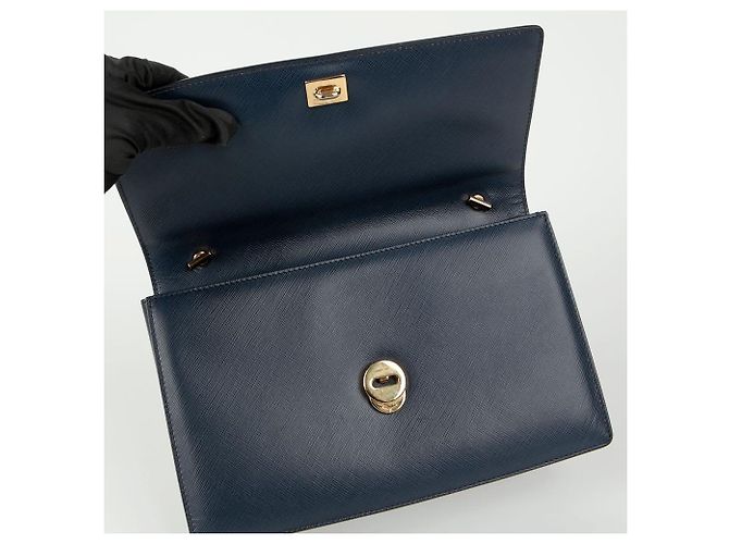 Salvatore Ferragamo Borsa a spalla incrociata Bara Genie Blu - vista 12