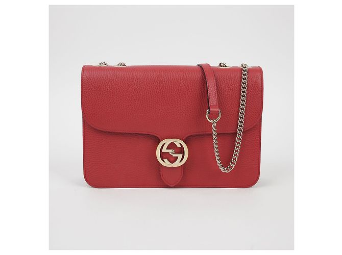 Gucci Interlocking Medium Chain Shoulder Bag Red - view 2