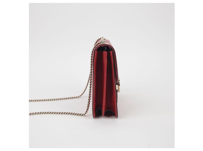 Gucci Interlocking Medium Chain Shoulder Bag Red - view 5