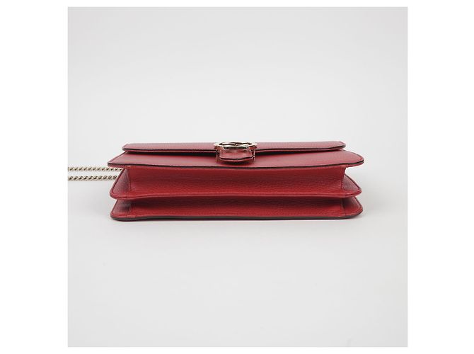 Gucci Interlocking Medium Chain Shoulder Bag Red - view 6