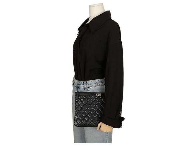 Chanel Clutch Medio Caviar Boy Nero - vista 11
