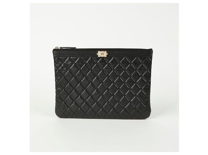 Chanel Clutch Medio Caviar Boy Nero - vista 2