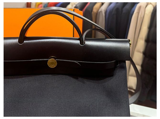 Hermès ZIP Tela Nera Oro Erbag Nero - vista 3