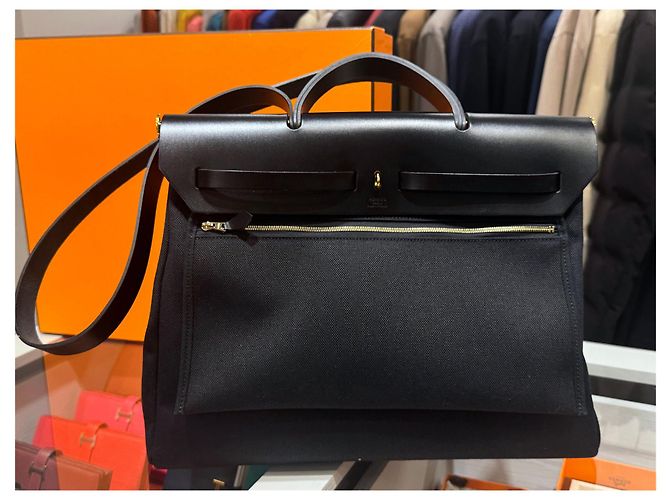 Hermès ZIP Tela Nera Oro Erbag Nero - vista 5