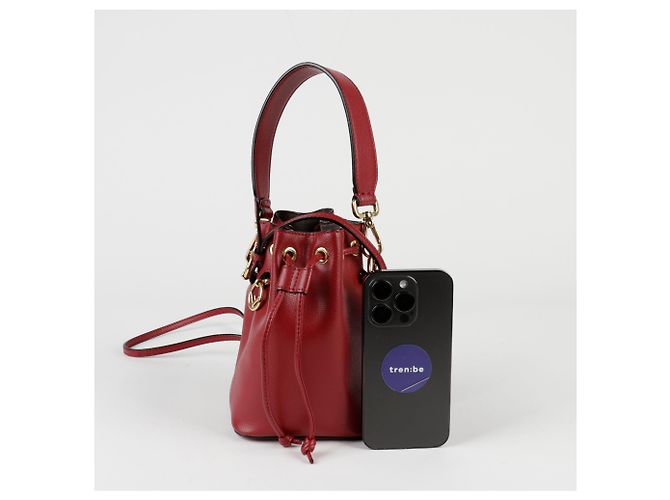 Fendi Borsa a Spalla Montrezzo Mini Bucket Tote Rosso - vista 7