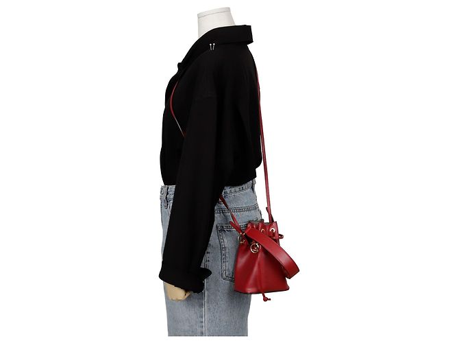Fendi Borsa a Spalla Montrezzo Mini Bucket Tote Rosso - vista 9