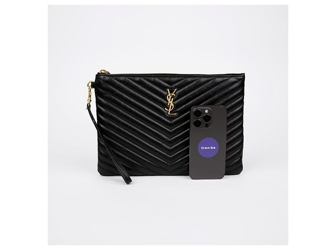Saint Laurent Monogramm-Tablet-Tasche Schwarz - Ansicht 6