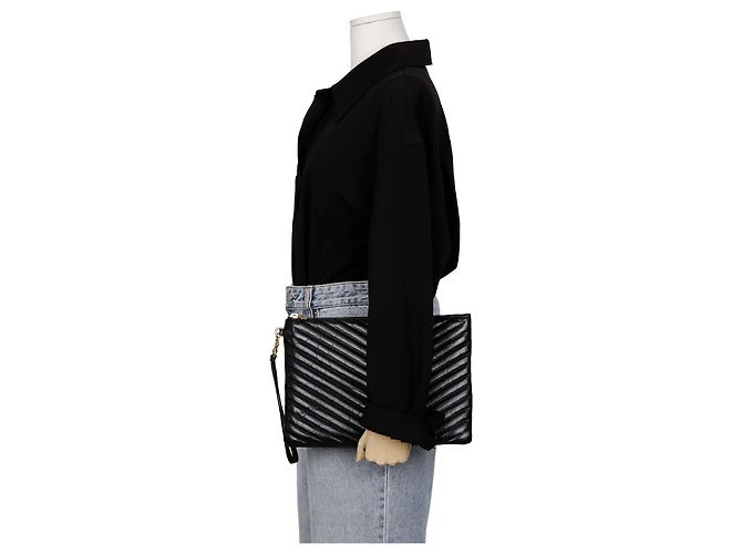 Saint Laurent Monogramm-Tablet-Tasche Schwarz - Ansicht 8