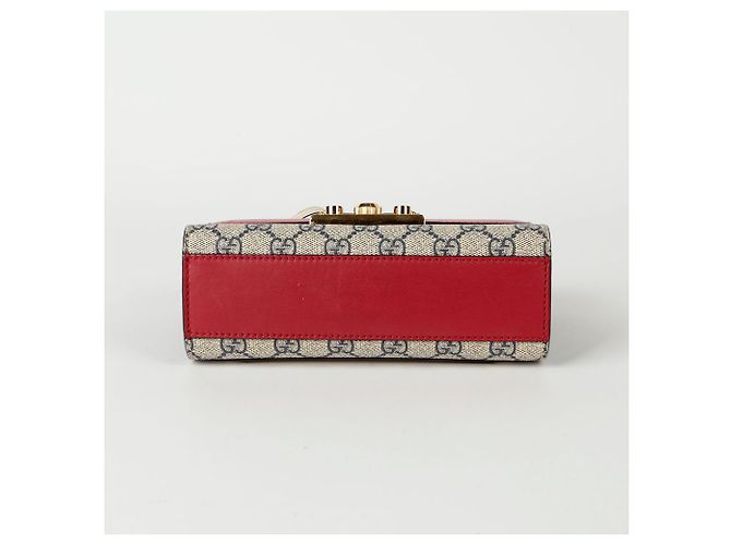 Gucci Borsa a tracolla incrociata piccola con catena e chiusura a paddle Rosso - vista 9