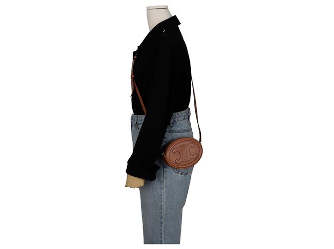 Céline Triomphe Oval Pulse Umhängetasche Braun - Ansicht 10