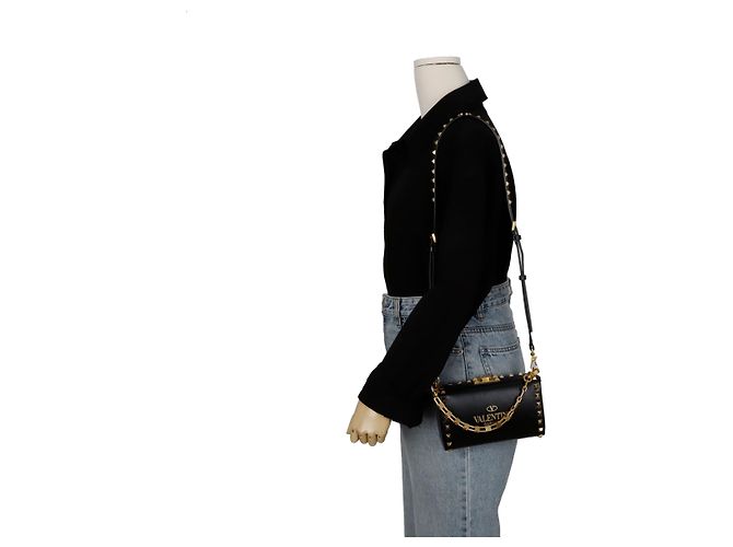 Valentino Borsa a Spalla Crossbody Alcove Rockstud Nero - vista 12
