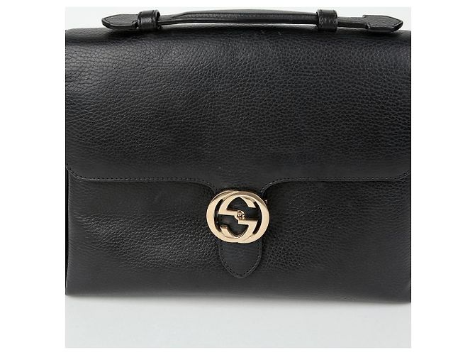 Gucci Bolsa de ombro com alça superior entrelaçada Preto - vista 2