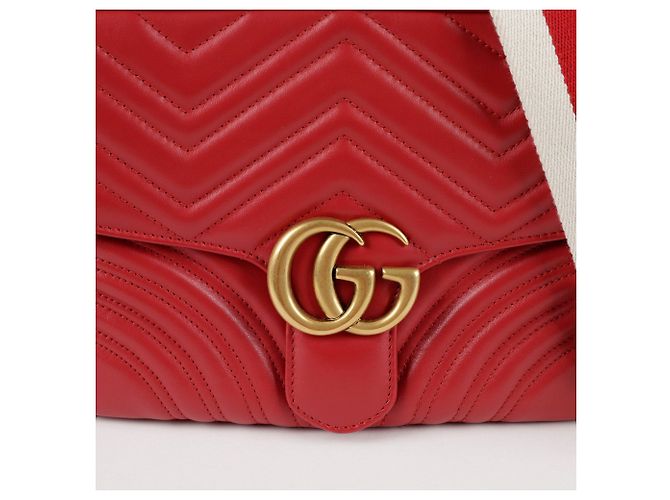 Gucci Borsa a spalla GG Marmont con tracolla Web Rosso - vista 2