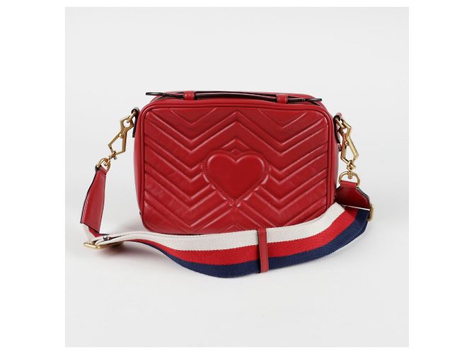 Gucci Borsa a spalla GG Marmont con tracolla Web Rosso - vista 4