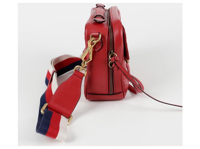 Gucci Borsa a spalla GG Marmont con tracolla Web Rosso - vista 5