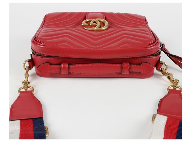 Gucci Borsa a spalla GG Marmont con tracolla Web Rosso - vista 6