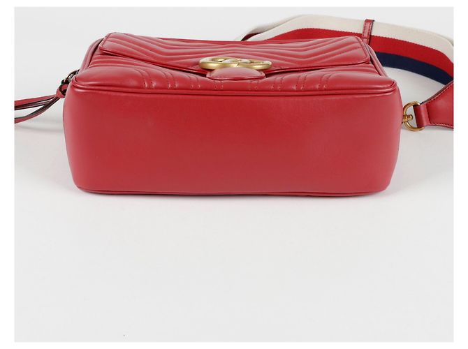 Gucci Borsa a spalla GG Marmont con tracolla Web Rosso - vista 7