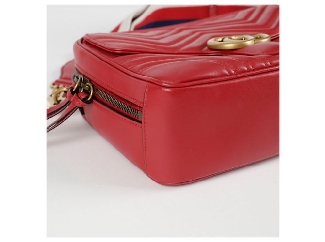 Gucci Borsa a spalla GG Marmont con tracolla Web Rosso - vista 8