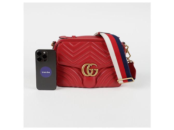Gucci Borsa a spalla GG Marmont con tracolla Web Rosso - vista 9