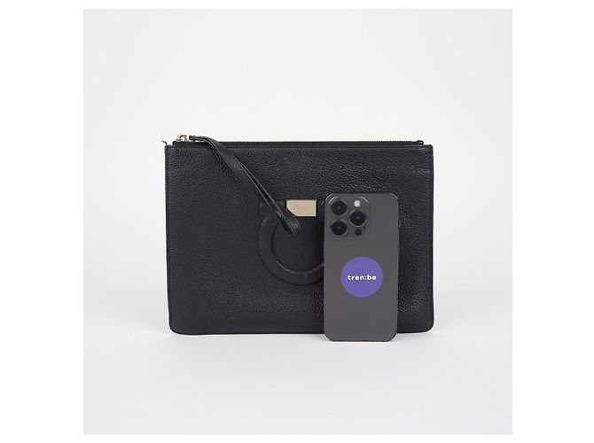 Salvatore Ferragamo Clutch Ganchini Nero - vista 8