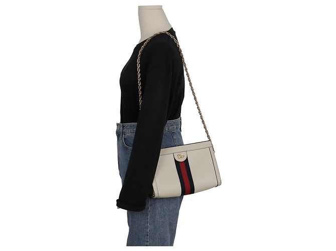 Gucci Ophidia Piccola Borsa a Spalla con Catena Bianco - vista 16