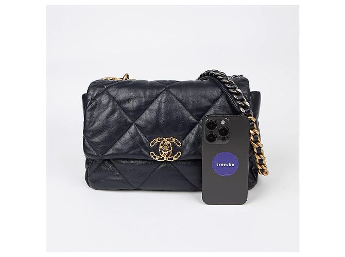 Chanel Large Tote Shoulder Bag Blue - view 8