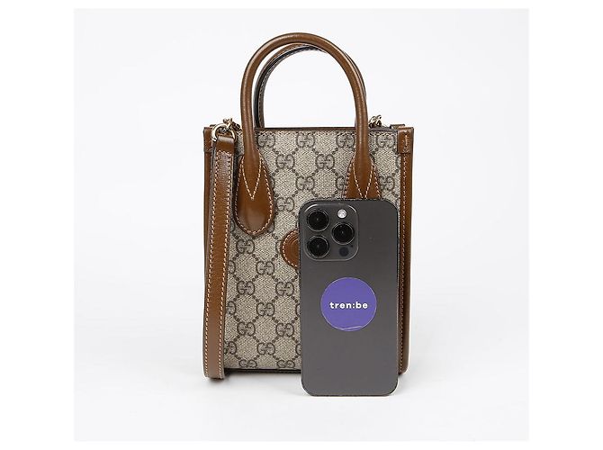 Gucci Verschlungene Mini Tote Schultertasche Braun - Ansicht 10