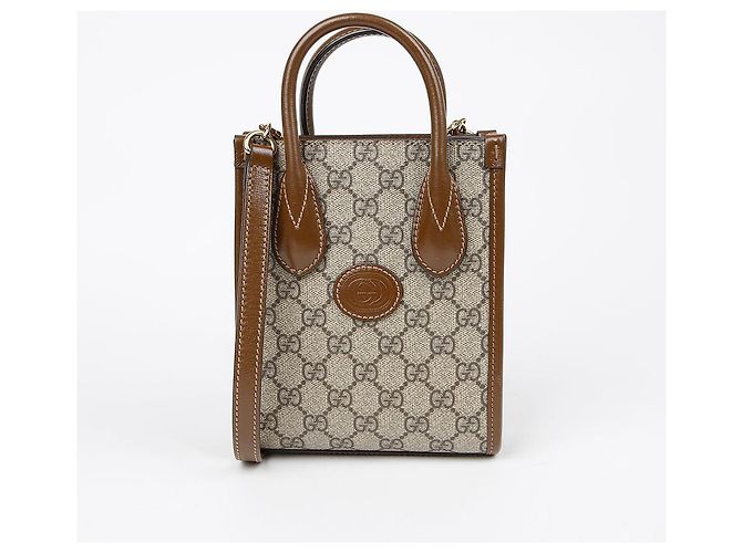 Gucci Verschlungene Mini Tote Schultertasche Braun - Ansicht 2