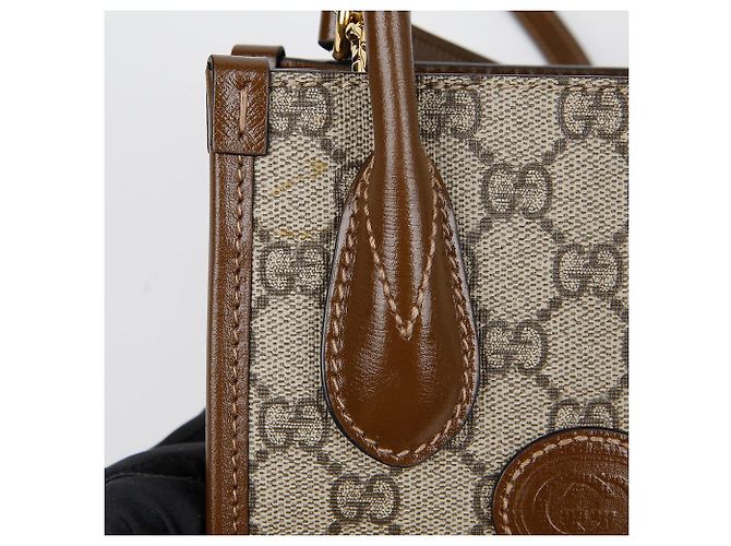 Gucci Verschlungene Mini Tote Schultertasche Braun - Ansicht 3