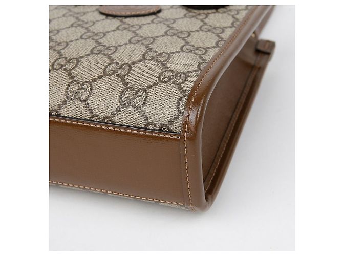 Gucci Verschlungene Mini Tote Schultertasche Braun - Ansicht 8