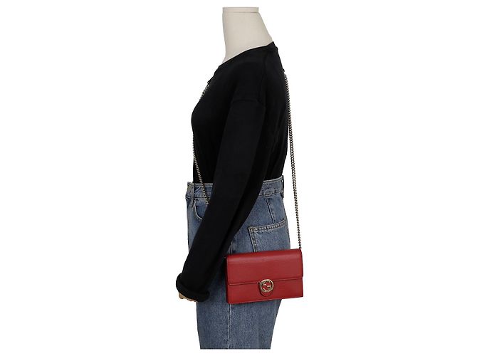 Gucci Borsa a spalla incrociata Mini WOC intrecciata Rosso - vista 14